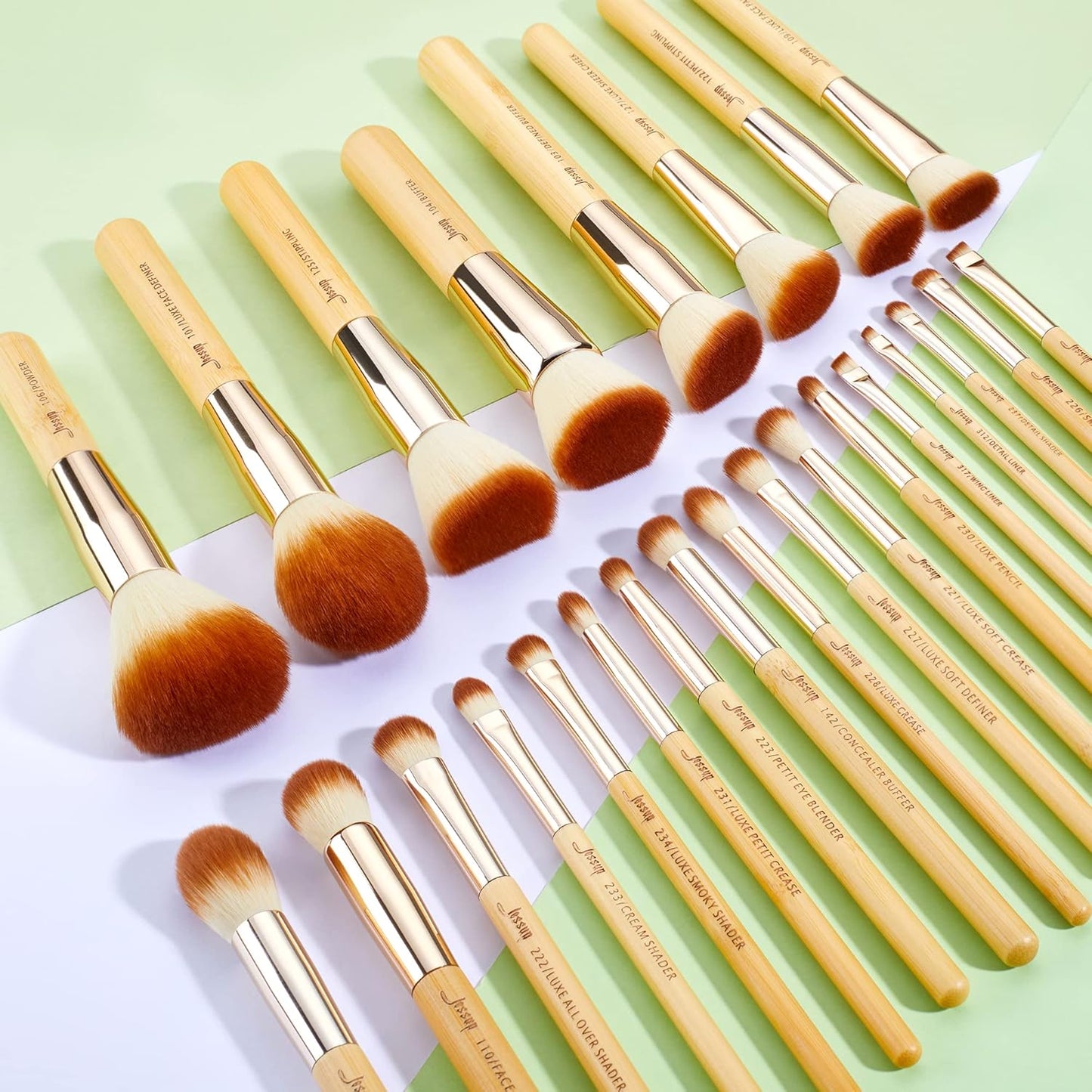 , Set Di Pennelli Professionali Da Trucco in Bambù, 25 Pezzi, Set Di Accessori Cosmetici per Fondotinta, Cipria, Fard, Ombretto, T135