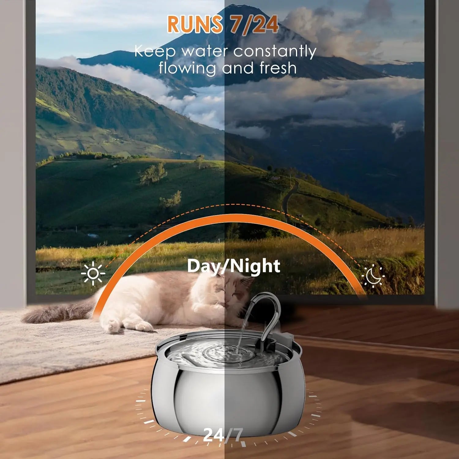 4L Ultra-Quiet Stainless Steel Cat Water Fountain Automatic Drink Filter Pet Drinking Dispenser Drinker for Cats Water Filter