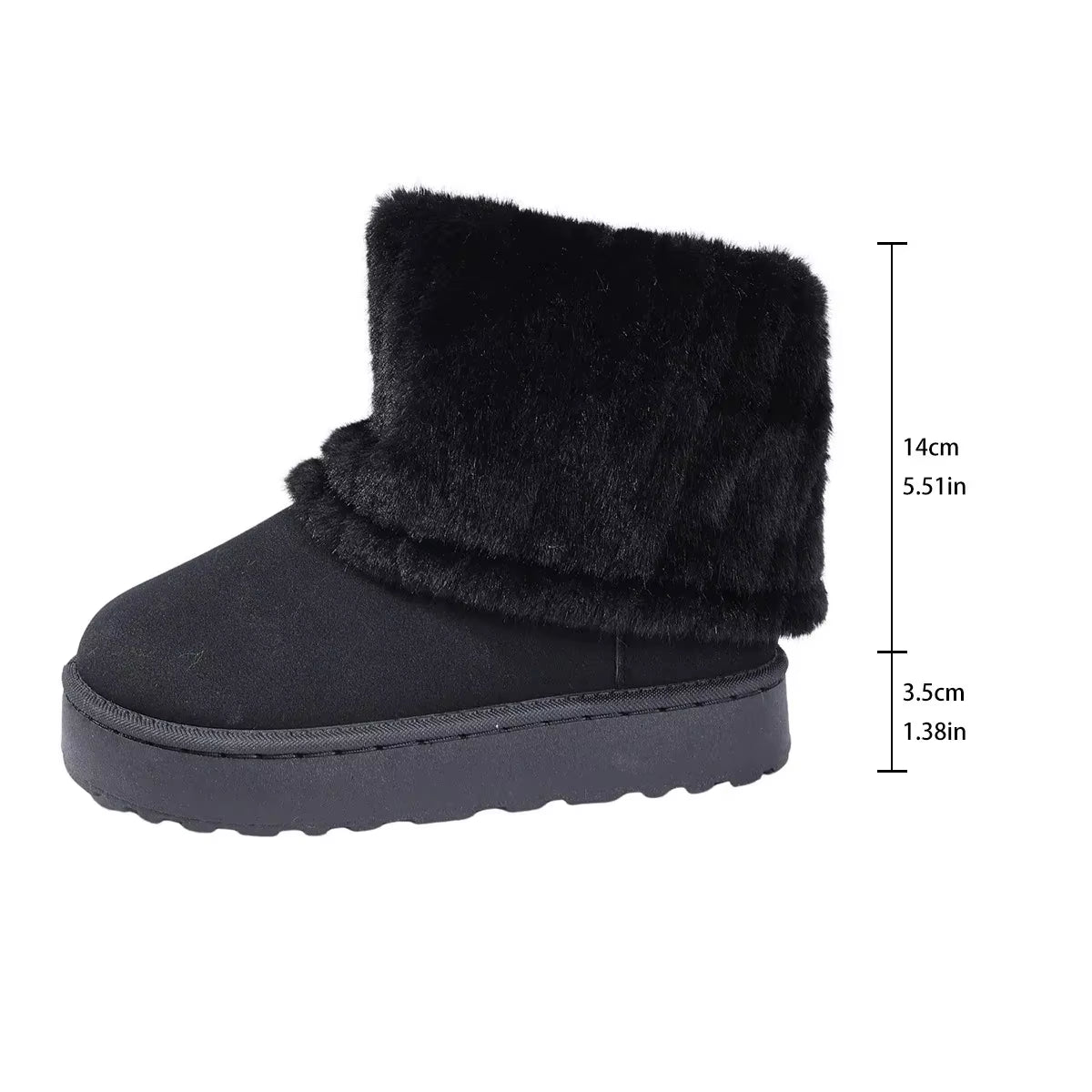Women'S Comfortable Thick Bottom Mid-Calf Plush Snow Boots Stripe Decorated Cotton Shoes Autumn Winter Casual Warm Shoes