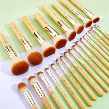 , Set Di Pennelli Professionali Da Trucco in Bambù, 25 Pezzi, Set Di Accessori Cosmetici per Fondotinta, Cipria, Fard, Ombretto, T135