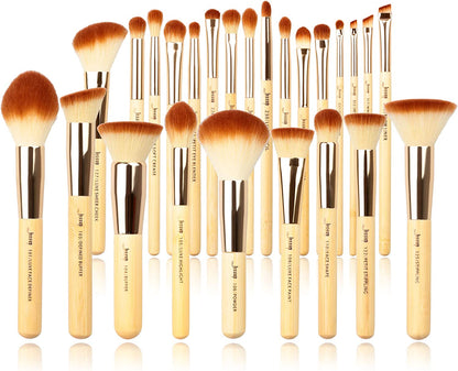 , Set Di Pennelli Professionali Da Trucco in Bambù, 25 Pezzi, Set Di Accessori Cosmetici per Fondotinta, Cipria, Fard, Ombretto, T135