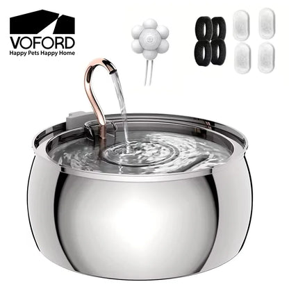 4L Ultra-Quiet Stainless Steel Cat Water Fountain Automatic Drink Filter Pet Drinking Dispenser Drinker for Cats Water Filter