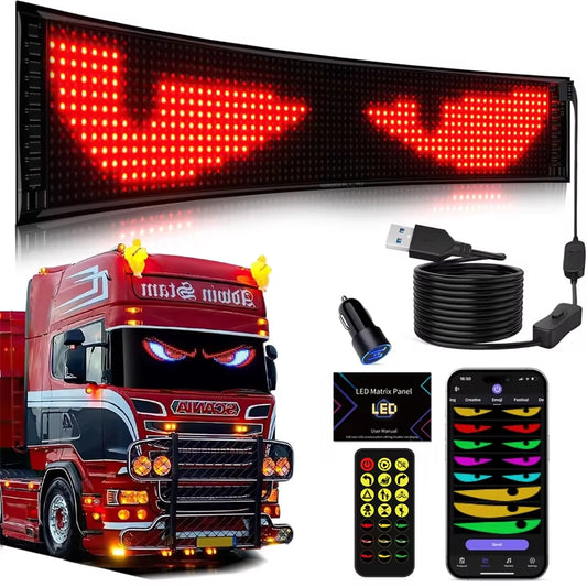 Dynamic Devil Eyes Light for Cars Truck Windshield Programmable LED Display Flexible Soft Screen Bluetooth APP Remote Control