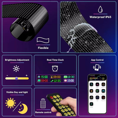 Dynamic Devil Eyes Light for Cars Truck Windshield Programmable LED Display Flexible Soft Screen Bluetooth APP Remote Control