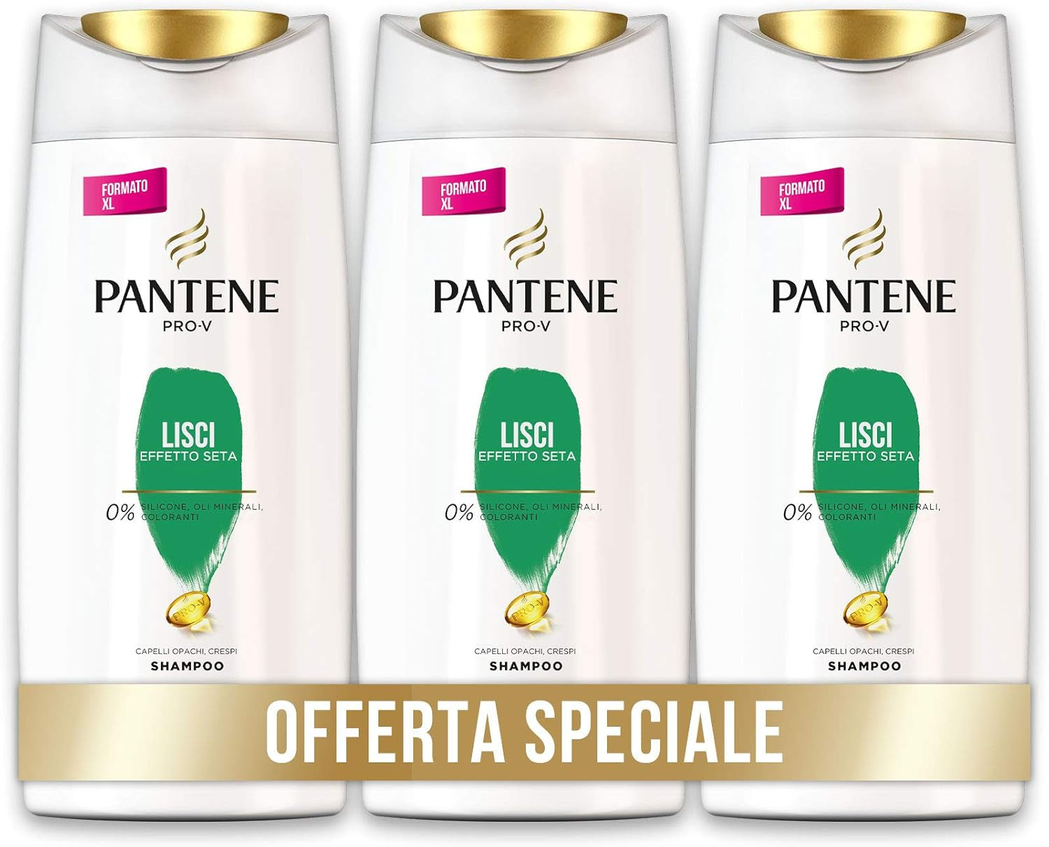 Pro-V Shampoo Effetto Seta per Capelli Lisci, Dona Morbidezza Ed Un Controllo Dell’Effetto Crespo, 3X675 Ml